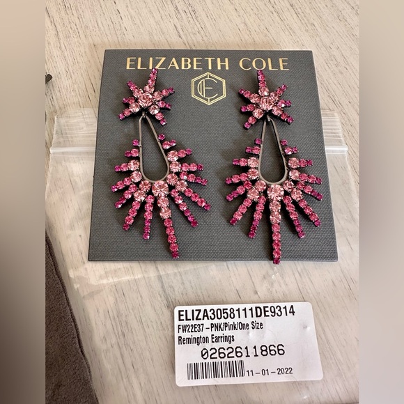 Elizabeth Cole Pink Crystal Remington Statement Earrings - Picture 6 of 8